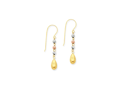 Three Tone Plated Dangler Earrings